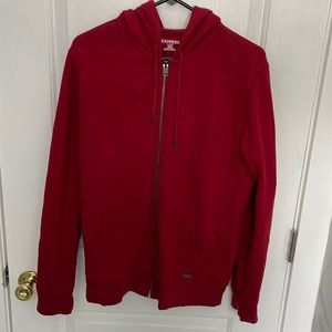 Express Dark Red Hoodie Zip-up Sweatshirt